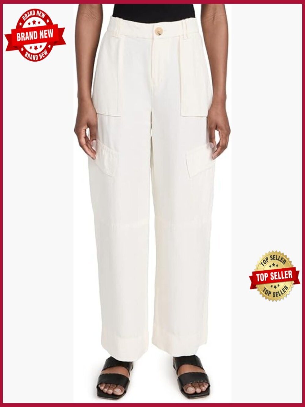 Wide Leg Linen Cargo Pants High Rise Loose Fit